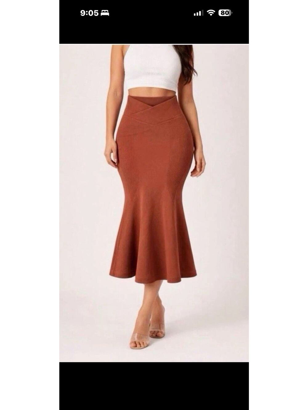 Halara Skirt Brown Large Mermaid Bodycon Maxi Long Length NEW